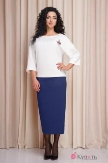 Юбочный костюм Anastasia 158 синий/молочный