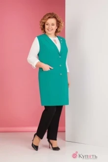 Брючный костюм Ksenia Style 1498 зеленый жилет