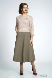 Юбочный костюм ALANI COLLECTION 824 кофе с молоком+клетка