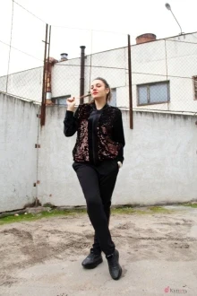 Спортивный костюм Runella 1383 черный+пайетки