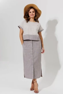 Льняной юбочный костюм Галеан-стиль 693/1