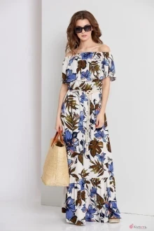 Платье EOLA 1670 бежевый с рисунком