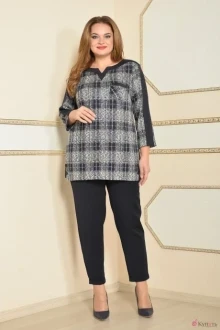 Брючный костюм Lady Style Classic 1202/1 темно-синий с серым клетка