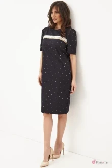 Платье Магия Моды 1895 т/синий в горох+ розовый