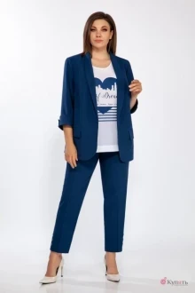 Брючный костюм Ольга Стиль С541 темно-синий