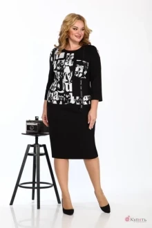 Юбочный костюм Карина Делюкс 9929 черно-белый принт