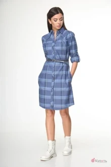 Платье *Распродажа Anelli 368 голубая клетка