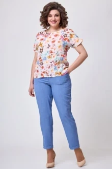 Брючный костюм Lady Style Classic 1777/6 Синий с цветным