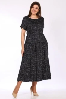 Платье Lady Style Classic 1976/8 Темно-синий в мелкие цветы