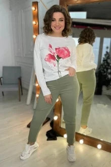 Джемпер (кофта) Rumoda 2061 белый+коралл