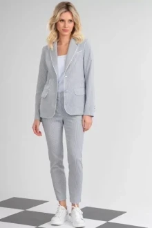 Брючный костюм LeNata 32009 голубая полоска тройка