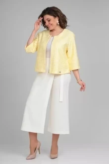 Брючный костюм Michel Chic 1335 желтый, белый двойка