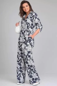 Брючный костюм LeNata 21271 рисунок на белом двойка