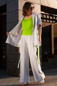 Брючный костюм Avanti 1386-3 белый/салатовый тройка