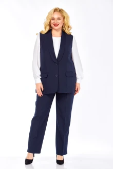 Брючный костюм из вискозы Элль-стиль 2132/5 тройка тёмный-синий