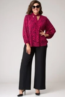 Блузка EVA GRANT 7167-1 фуксия с черным