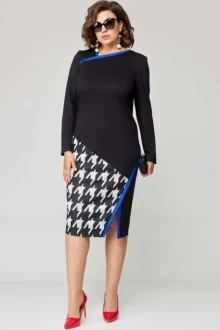 Деловое платье EVA GRANT 9000 черный с васильком