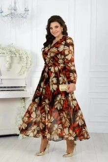 Платье Нинель Шик 5983 красные ромашки