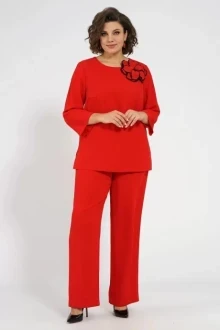 Летний брючный костюм ALANI COLLECTION 2053 красный двойка