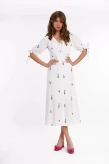 Платье *Распродажа KaVaRi 1036 Молоко принт лаванда