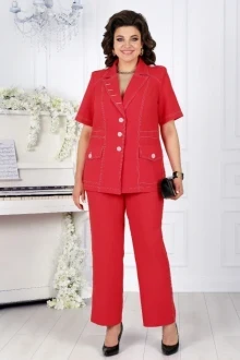Брючный костюм Нинель Шик 5959 красный двойка