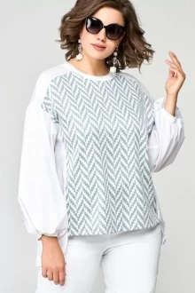 Блузка *Распродажа EVA GRANT 147-1 бело-серый