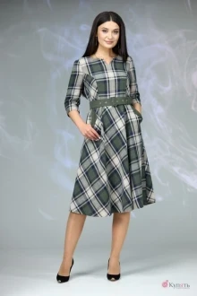 Платье *Распродажа Angelina &Сompany 614 зеленая клетка
