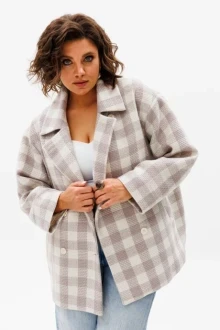 Трикотажный жакет (пиджак) в клетку Anelli 1469 нежный беж