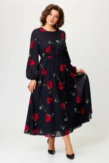 Шифоновое платье Svetlana-Style 2014 синий+цветы