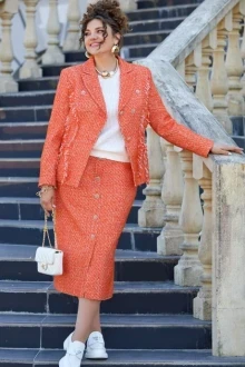 Юбочный костюм Vittoria Queen 22593 меланж оранжевый двойка