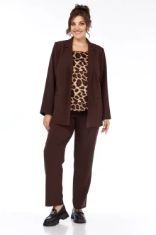 Брючный костюм Карина Делюкс 1276 коричневый тройка