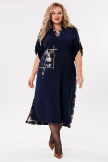 Платье Michel Chic 2134/1 рыжий, синий, клетка