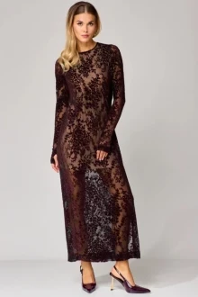 Вечернее платье с сеткой GIZART 5319 шоколад