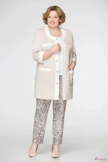 Брючный костюм УТИЛЬ AIRA style 467 беж/молоко