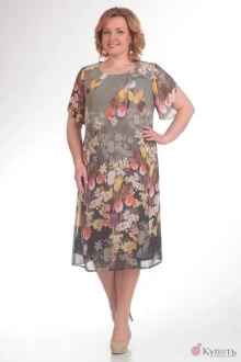 Платье Орхидея Люкс 712 цветы на сером фоне